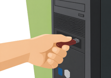 Ilustração de pendrive sendo introduzido no computador