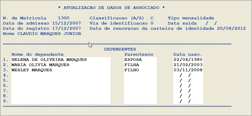 Ficha de associado - parte 2