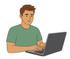 Ilustração de um homem digitando
