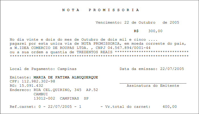 Nota promissória