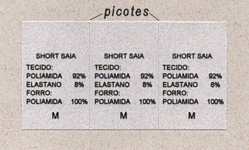 Foto de etiqueta contendo composição do tecido