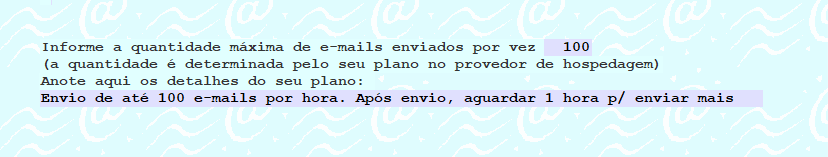 Tela para seleção de dados do e-mail