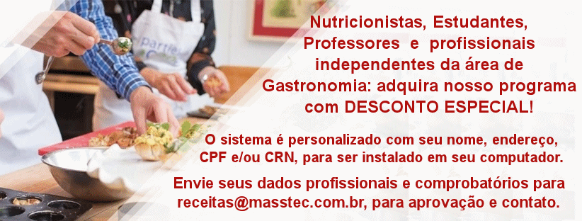 Nutricionistas podem adquirir nosso software com substancial desconto.